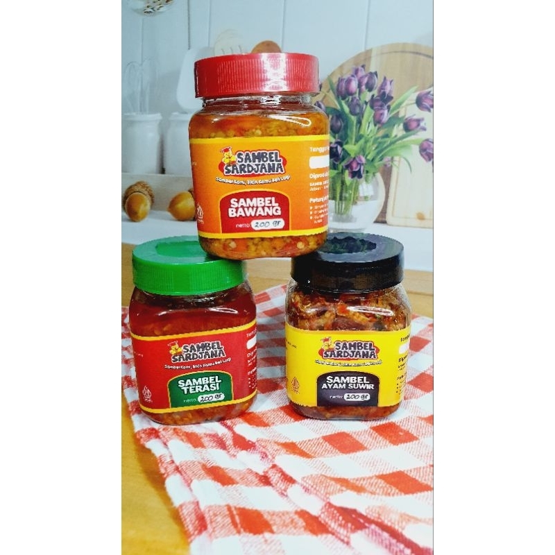 

Paket 3 BAT ( Sambel Bawang + Sambel Terasi + Sambel Ayam Suwir ) 200 gram