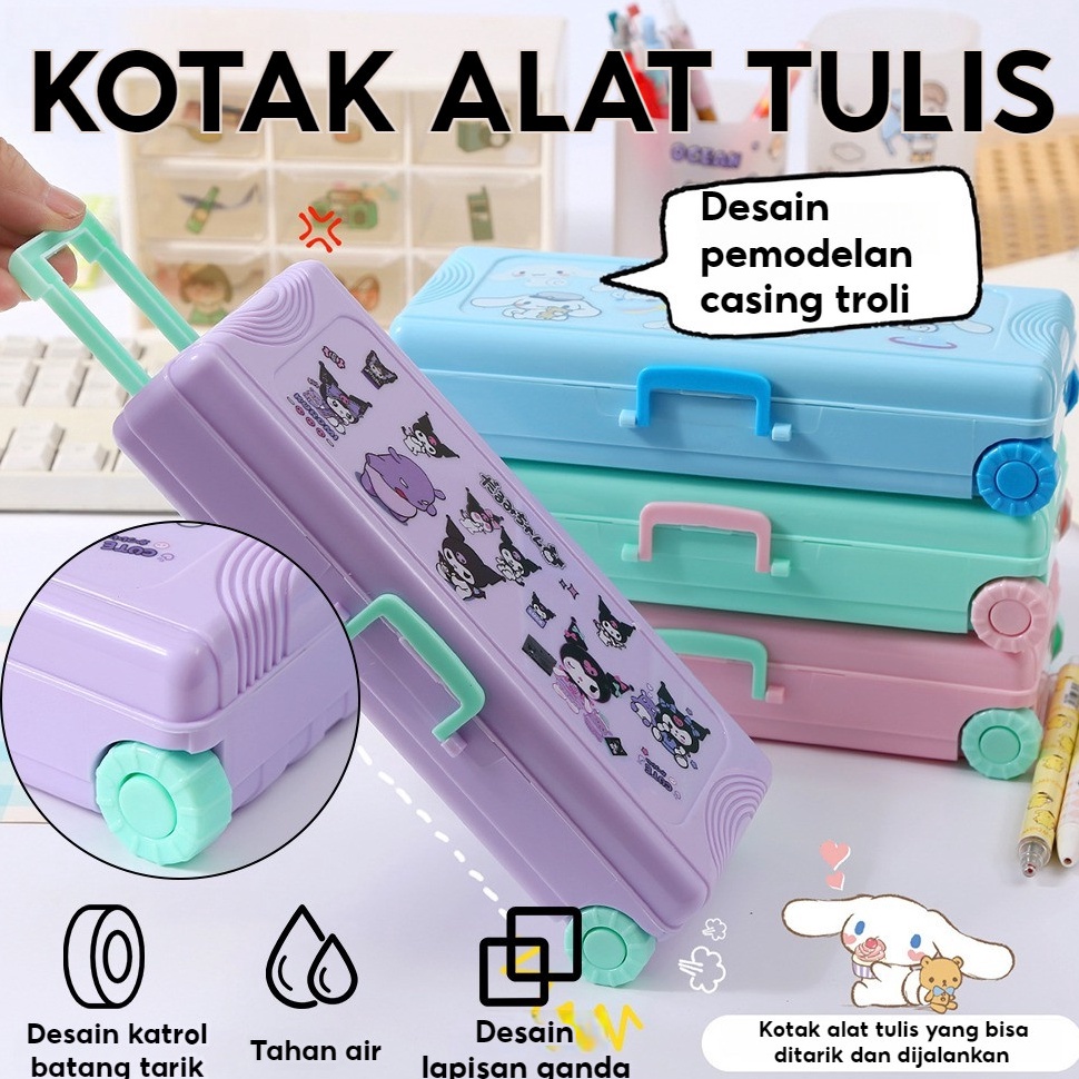 

KODE C14C Sanrio Seri Anime Kartun Pensil Kasus Troli Kotak Alat Tulis Lucu KuromiMelody Yugui AnjingPacha Anjing
