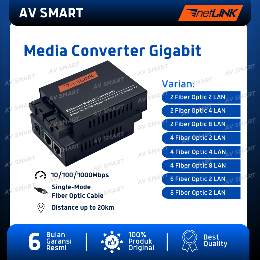 Netlink Media Converter Gigabit Fiber Optic (FO) to Ethernet (LAN) 1000Mbps