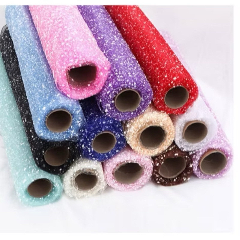 

[1 Lembar] Hitam Mesh/ Jaring salju kertas pembungkus buket flower wrapping snowflakes flower wrapping snow tile