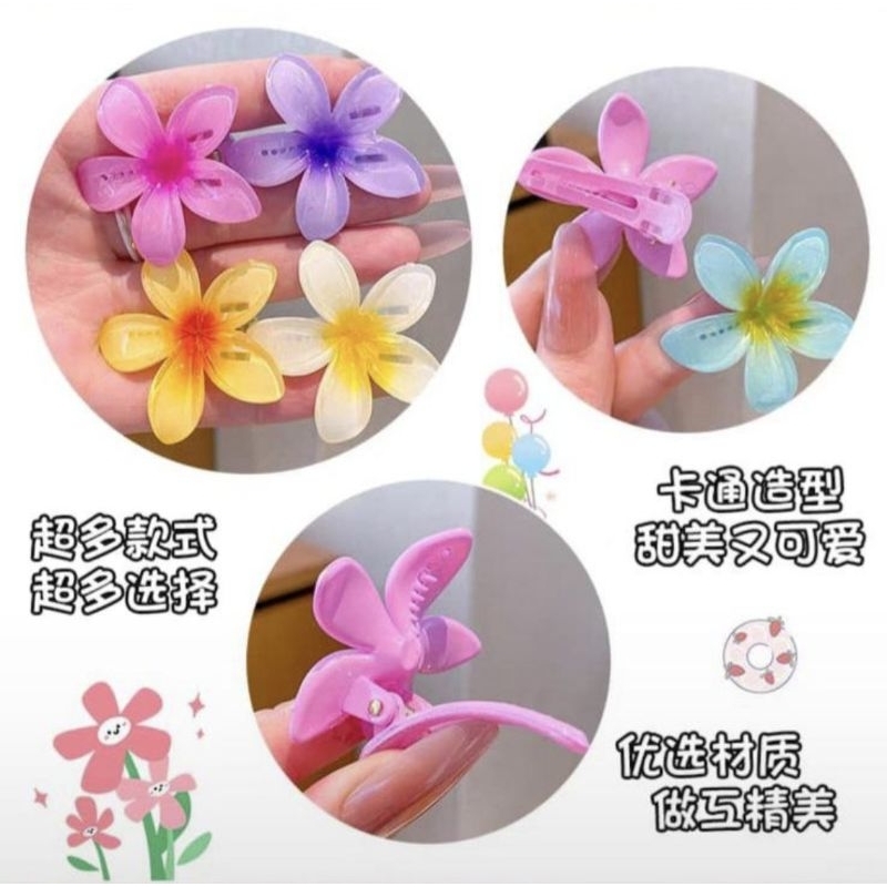 OK Jepit Kamboja Bunga 1sisi 4cm up / 1pak 12pc JOSS