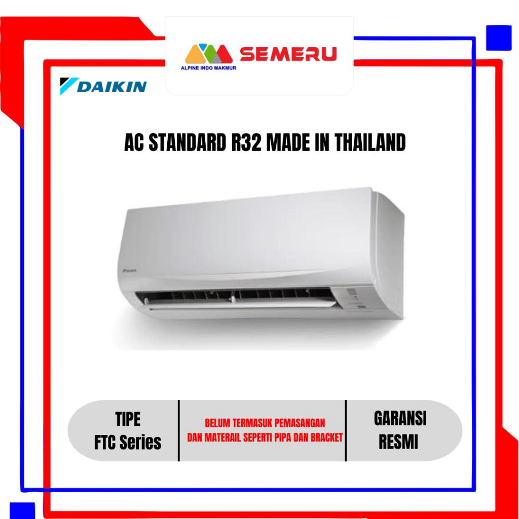 DAIKIN AC STANDARD R32 FTC SERIES MADE INTHAILAND UNIT ONLY 0.5 PK 0.5 PK FTC/RC-15NV14 / 0.75 PK FT