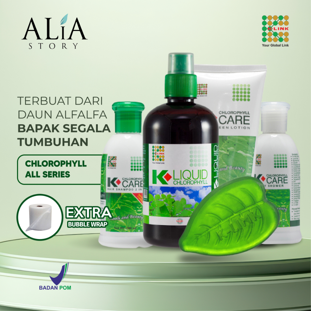 CHLOROPHYLL SERIES (K-Liquid Chlorophyll Klorofil K-Link 500 ml + K-Care Chlorophyll Transparant Soa