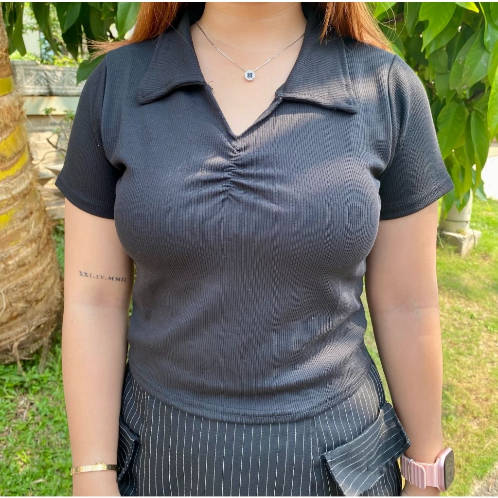 Baju Atasan crop Premium Kerut Dada [LBC02]