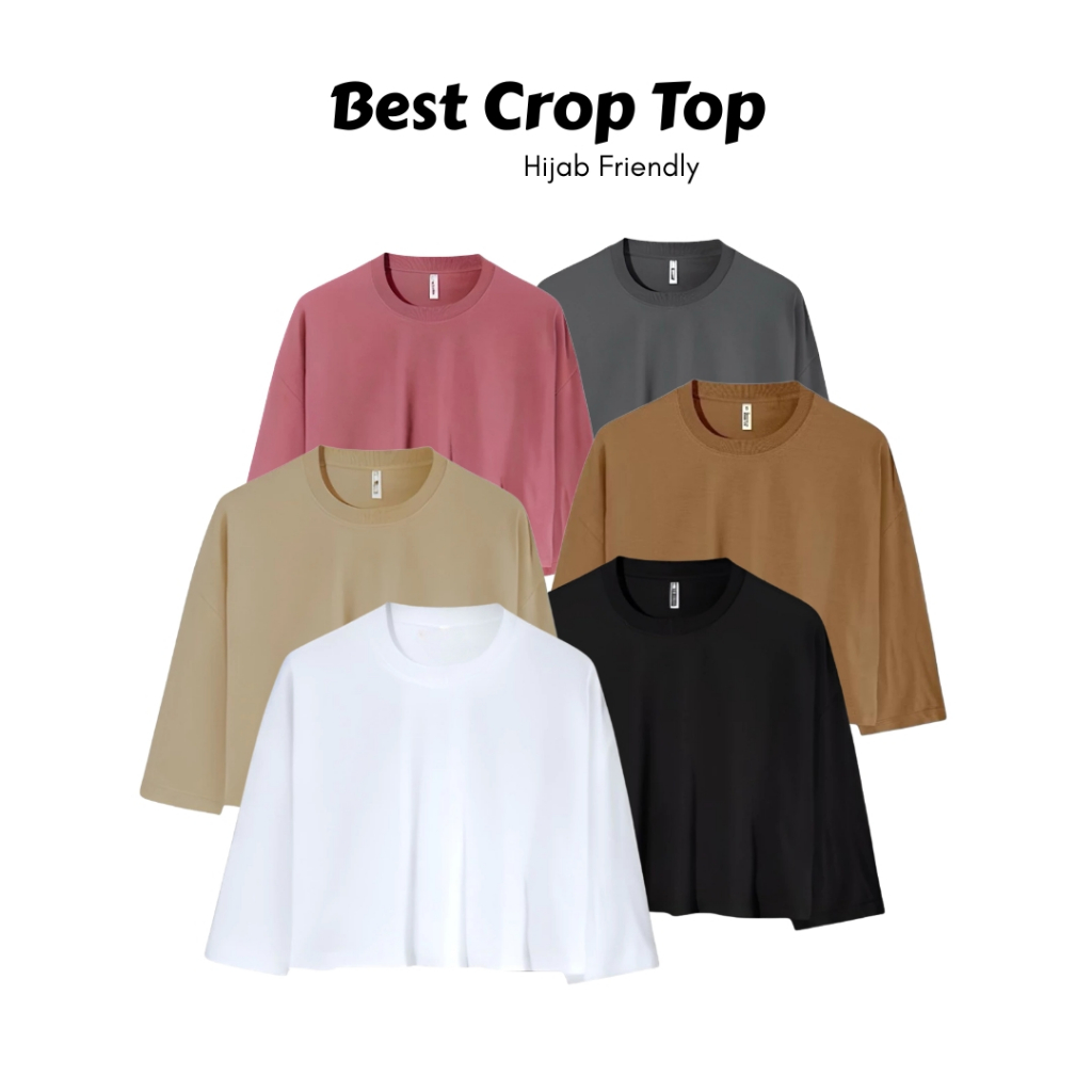 Baju Crop Top Oversize Lengan Panjang Wanita - Hijab Friendly Kekinian
