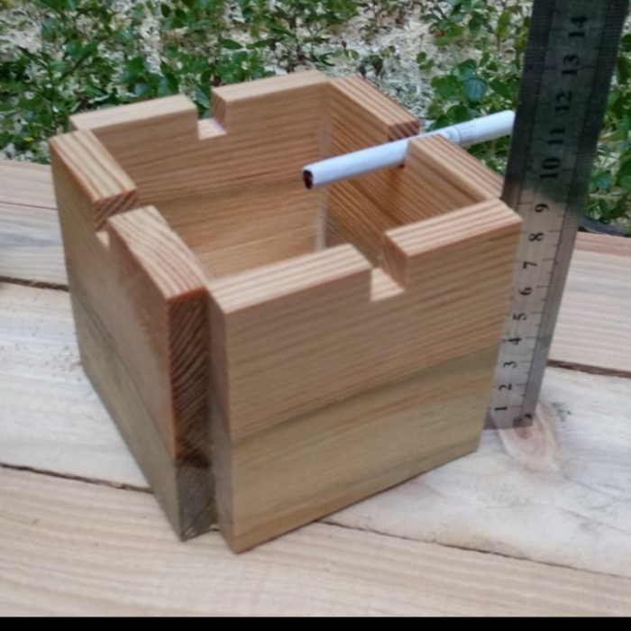 Asbak Kayu Tempat Wadah Putung Puntung Abu Rokok Wooden Ashtray Kotak Kayu Jumbo