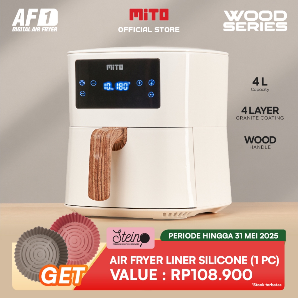 MITO Air Fryer AF1 V2 4L Low Watt Original - Mesin Penggoreng Tanpa Minyak Anti Lengket - Hemat List