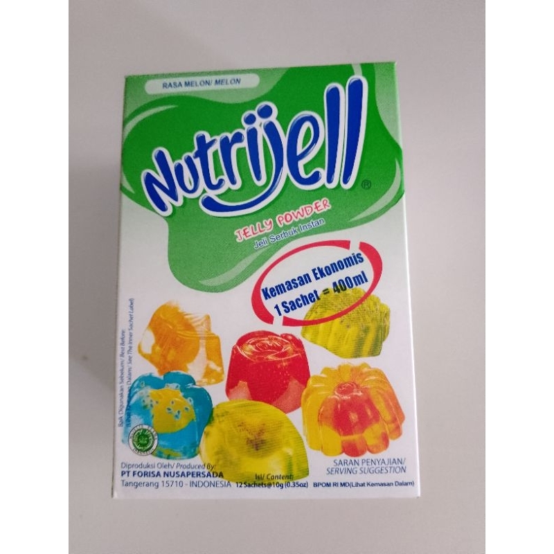 

Nutrijell rasa melon,jelly powder rasa melon isi 12 sachset @plastikdanbahankue