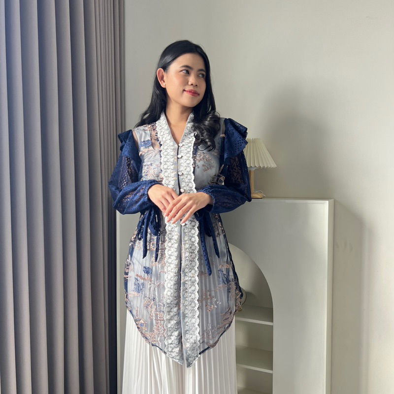 YZ4 Hoolaqueen - Kebaya Outer Malika - Outer Tile Renda - Atasan Kondangan - Kebaya Tile Renda -