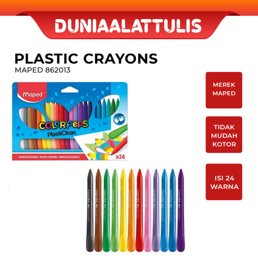 

MAPED - PEWARNA / KRAYON / COLOR PEPS'S PLASTICLEAN PLASTIC 24 WARNA 862013