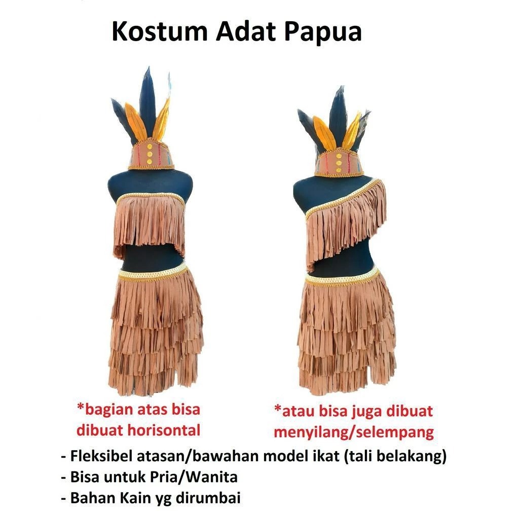 Baju Adat Papua Kostum Anak Wanita Pria Dewasa
