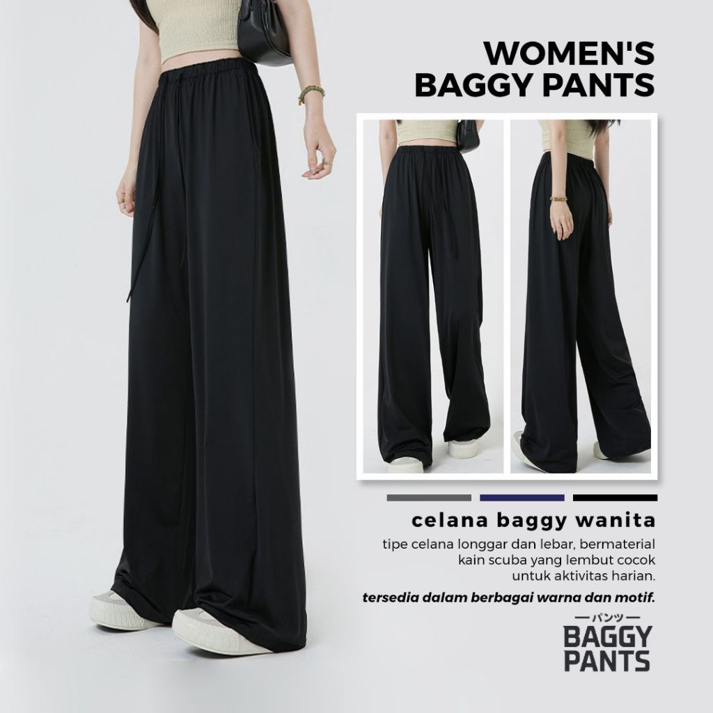 BAGGY PANTS - Celana Panjang Skena Wanita Celana Gombrang Outfit Keren