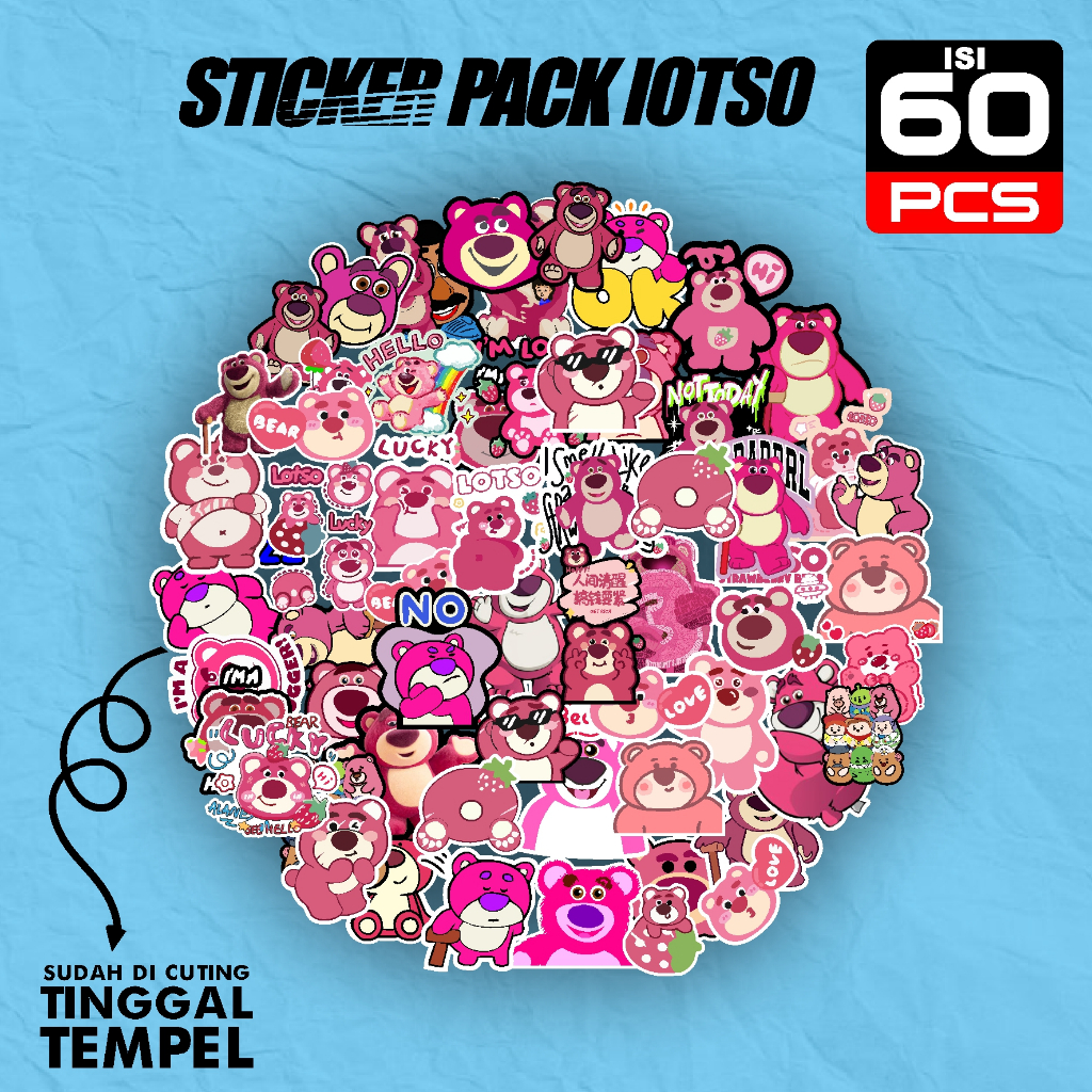 

(60 PCS) Sticker Pack Lotso Paper Vinyl Waterproof Logo Untuk Koper, Buku Harian, Sticker Book Paper