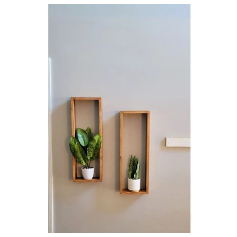 Rack Rak Dinding Tempat Tatakan Pot Bunga Tanaman Hias Ambalan Kayu Persegi Panjang Premium