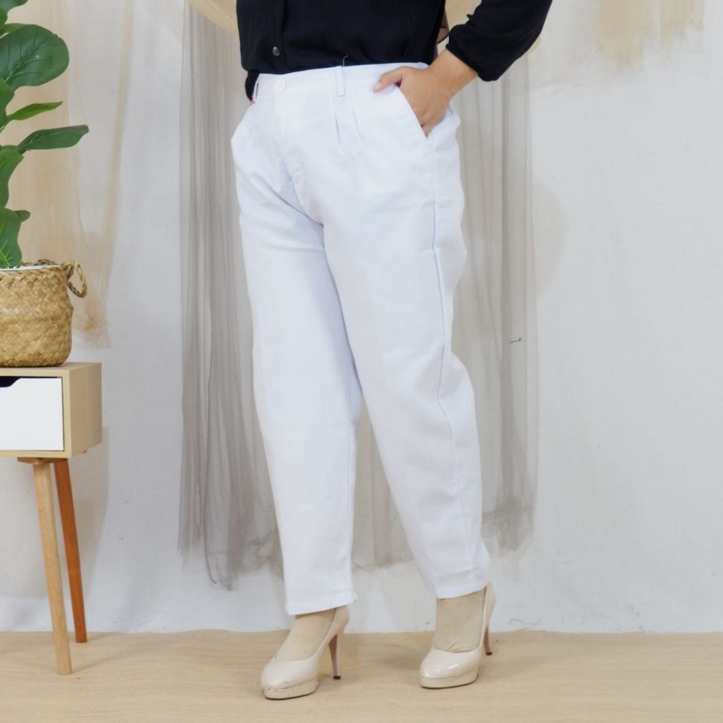 Baggypants Celana Kantor Putih Wanita Celana Putih Kerja, Suster, Guru, PPL, PKL, Kuiah