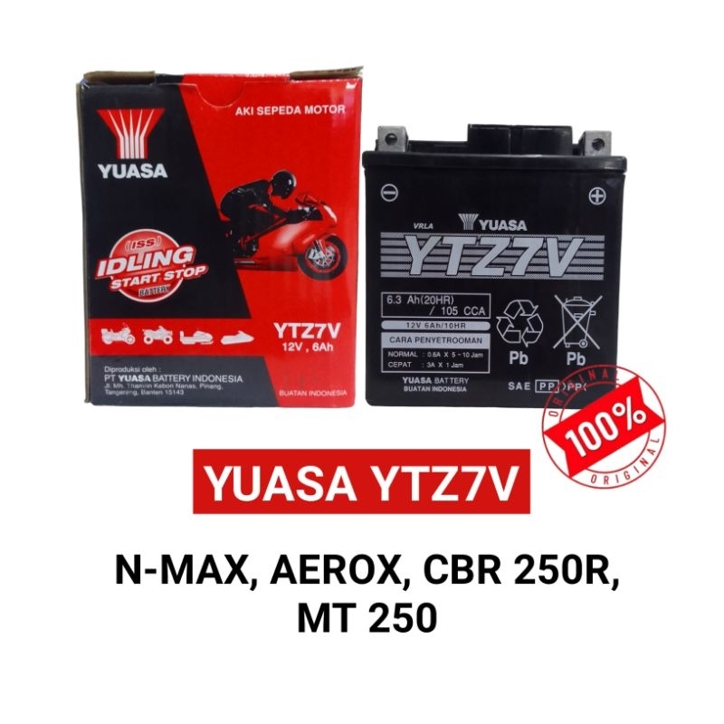 aki motor Yuasa YTZ7V Original buat motor NMAX old, aerox, Lexi