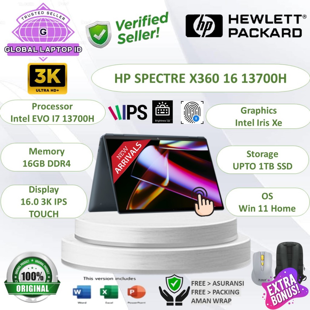 Laptop TouchScreen HP SPECTRE X360 16 Intel EVO i7 13700H RAM 16GB 2TB SSD 3K IPS Windows 11 Origina