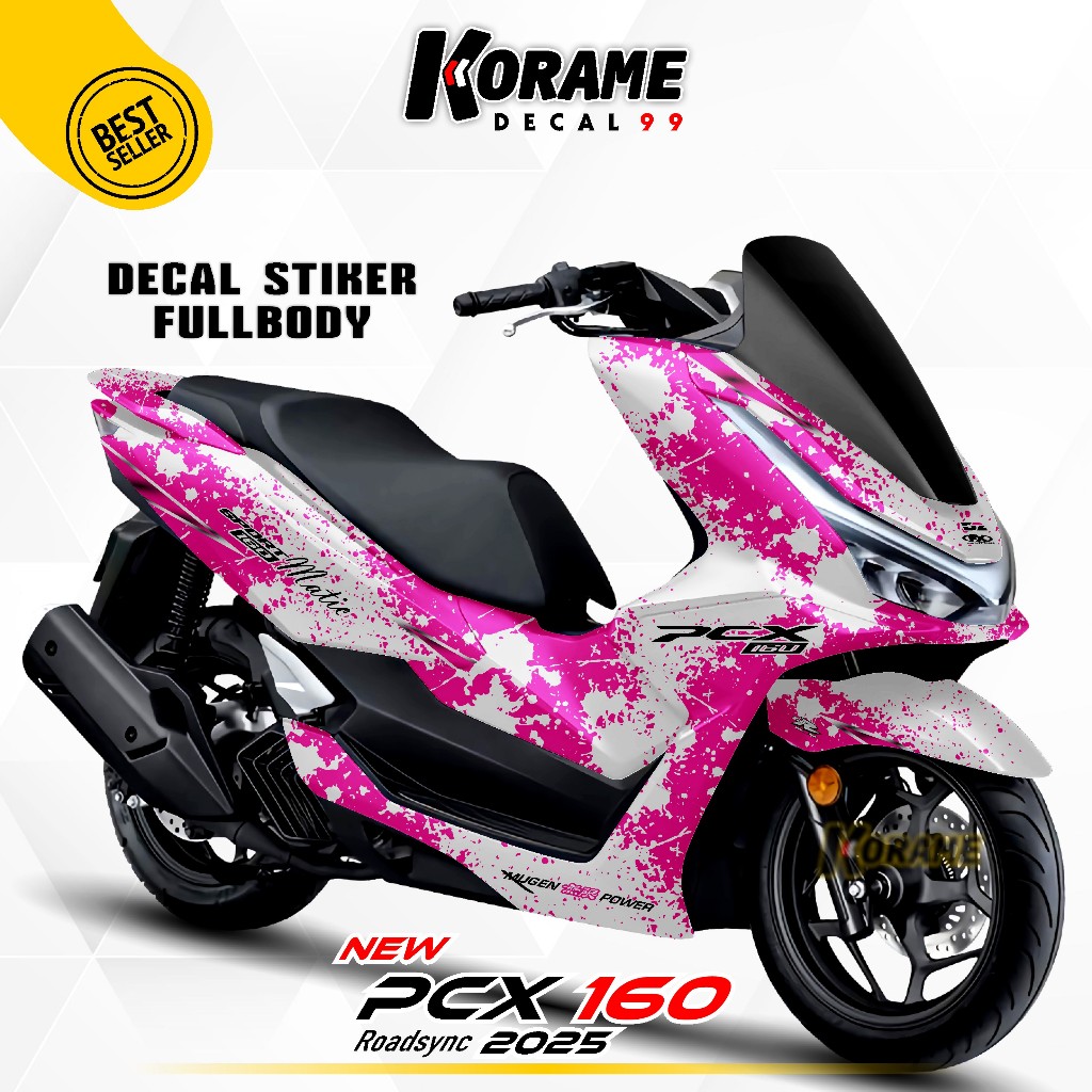 Decal NEW PCX 160 2025 - Motif Hayabusa Putih Pink Seires