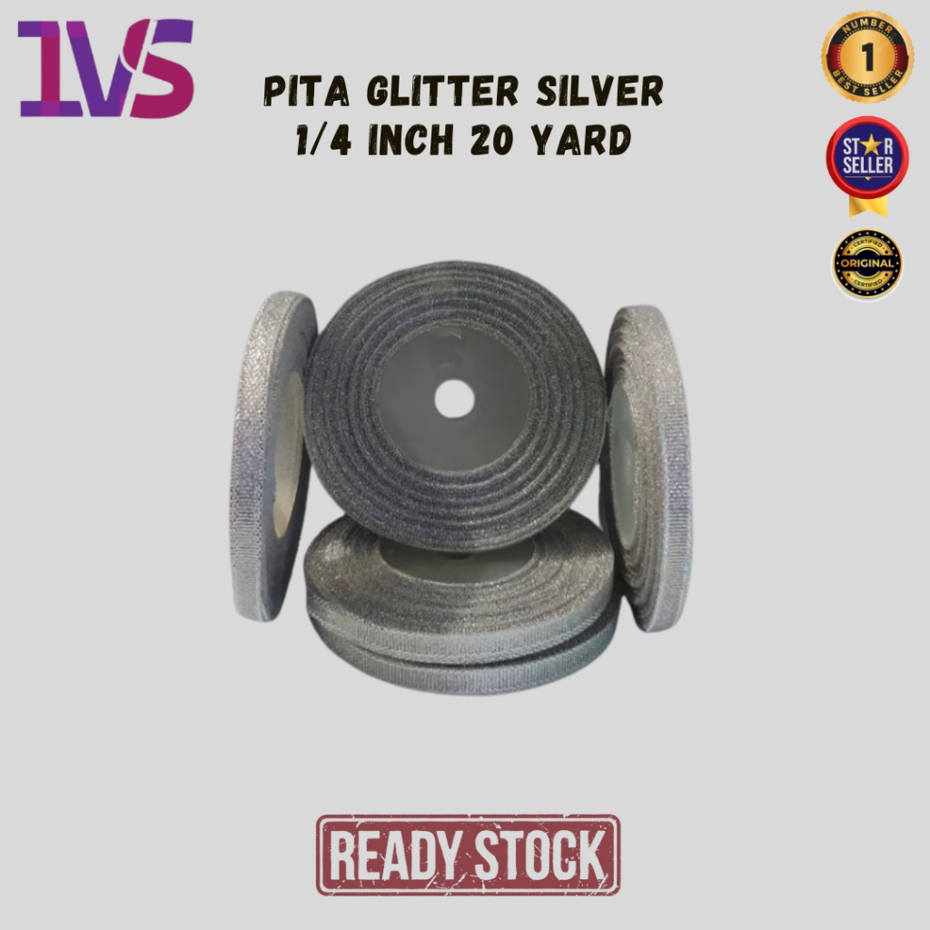 

Pita Glitter Silver 1/4 Inch 20 Yard Premium Product (Per 1 Rol)