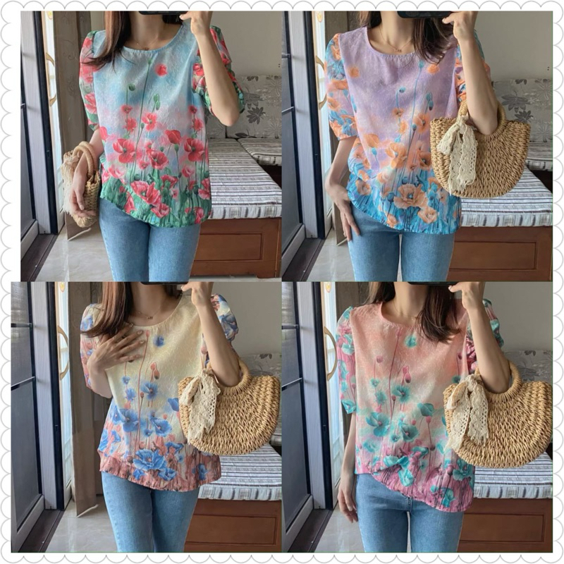 Atasan wanita katun blouse import