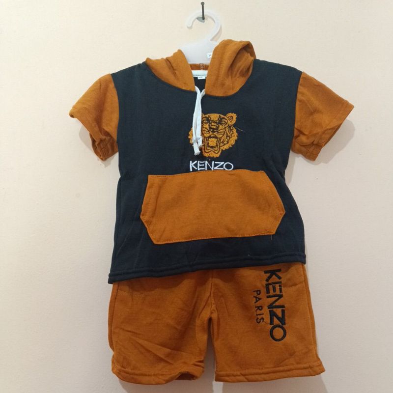 Setelan Baju Anak Laki-Laki Kenzo Tiger Hoodie & Celana Pendek – Usia 2-5 Tahun Baju Anak Laki-Laki 