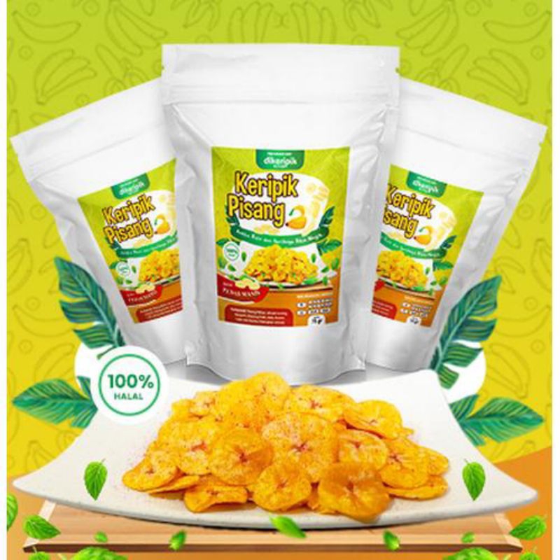

Keripik Pisang Pedas Manis - Bentuk Keripik Bulat Campuran Lonjong - 75 Gram Kripik