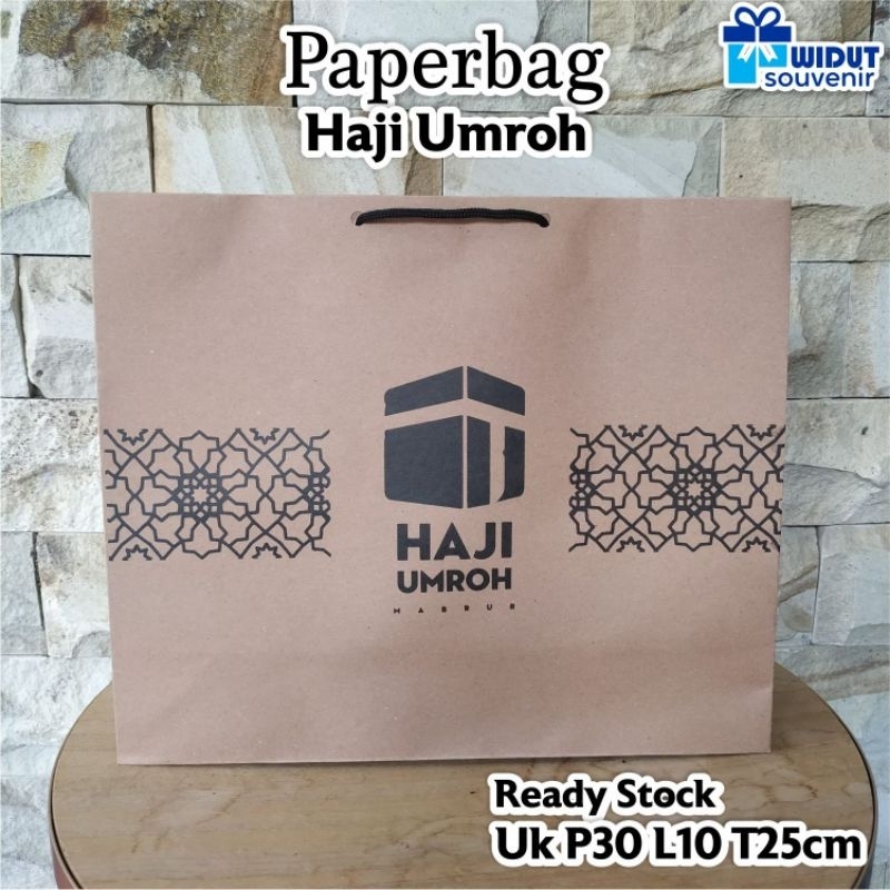 

Paper Bag Haji Umroh Ready Stock Murah Bagus Berkualitas Kraft coklat 30*10*25