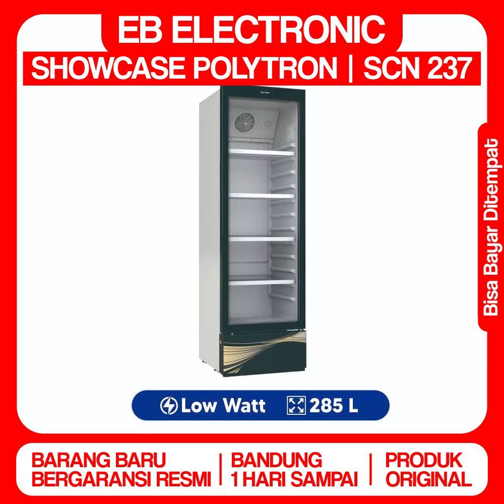 showcase Polytron SCN 237 4 rak susun pendingin kulkas kaca
