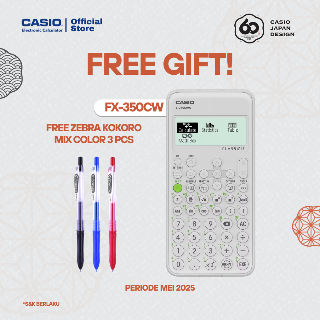 

CASIO SCIENTIFIC CLASWIZ FX-350CW FREE KOKORO GEL PEN 3 PCS