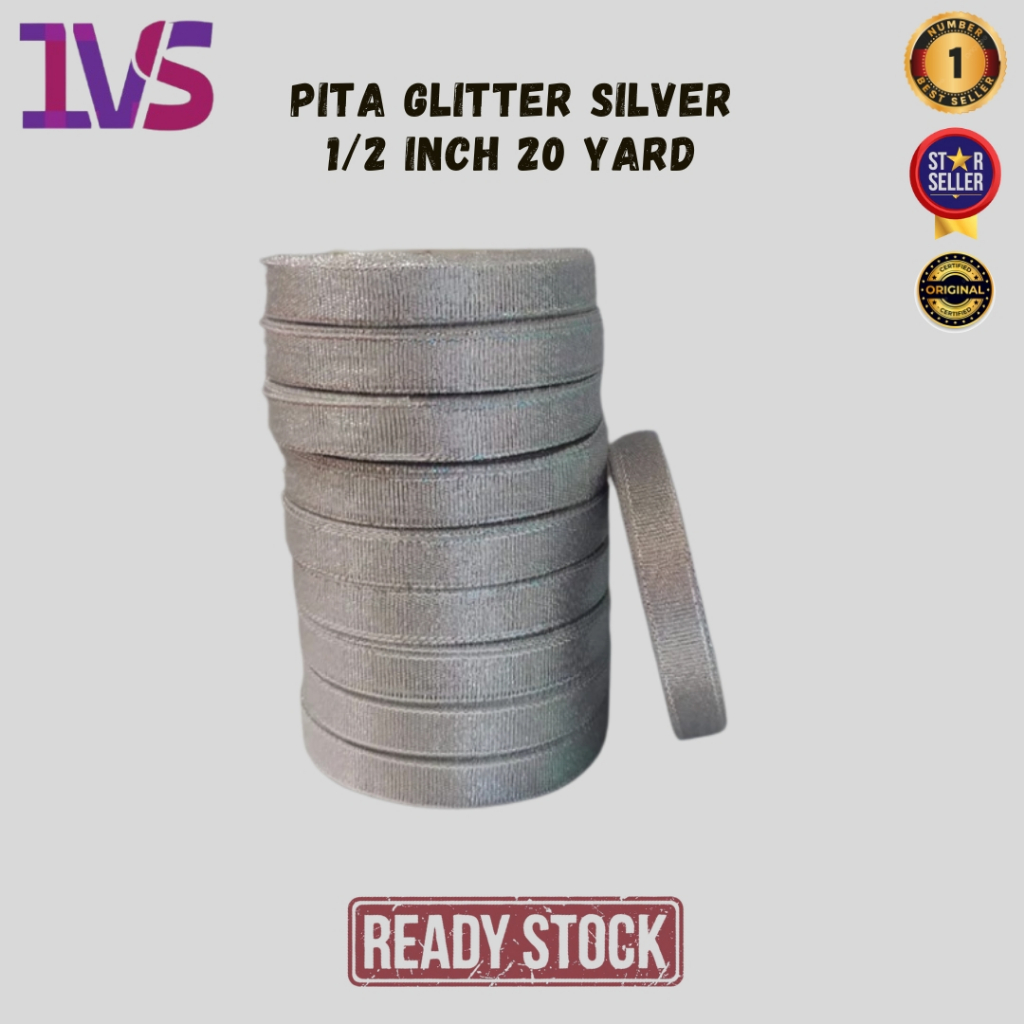 

Pita Glitter Silver 1/2 Inch 20 Yard Premium Product (Per 1 Rol)