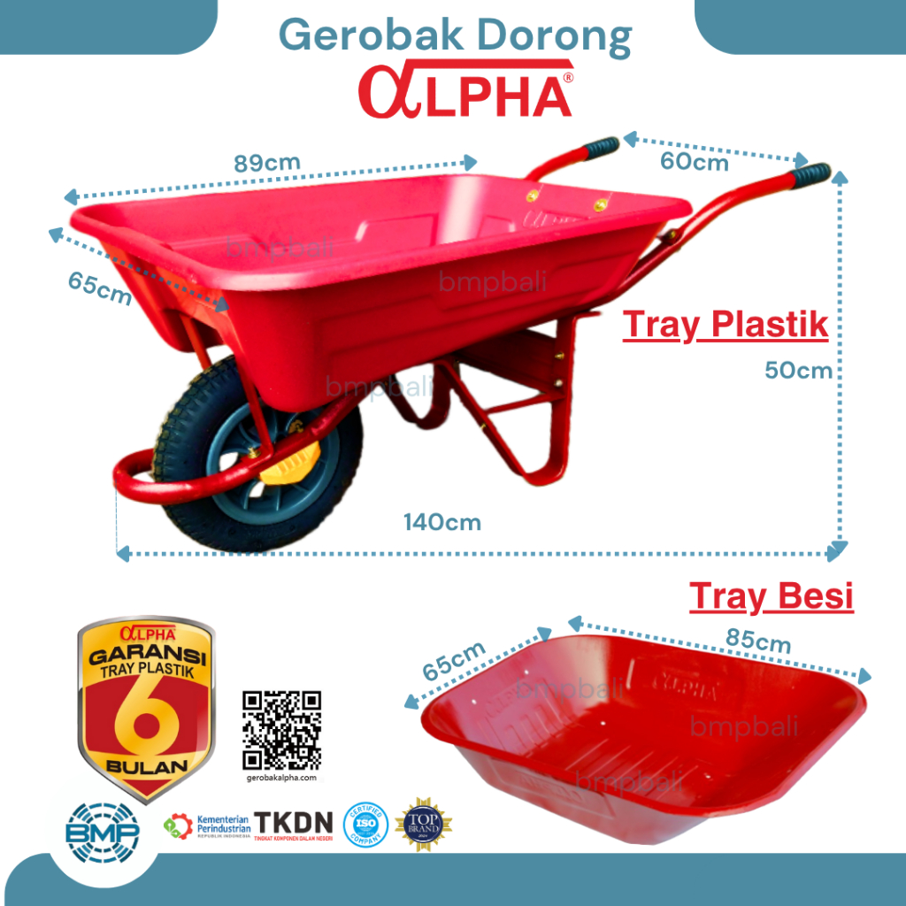 GEROBAK DORONG ALPHA / ANGKONG - ALPHA BAK BESI DAN BAK PLASTIK  ANTI PECAH