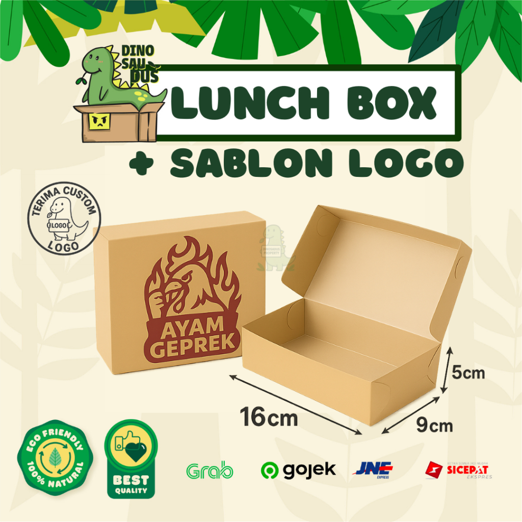 Kotak Makan Lunch Box Kraft + Sablon Custom | kotak nasi kotak ayam kotak kemasan nasi kotak lunch b