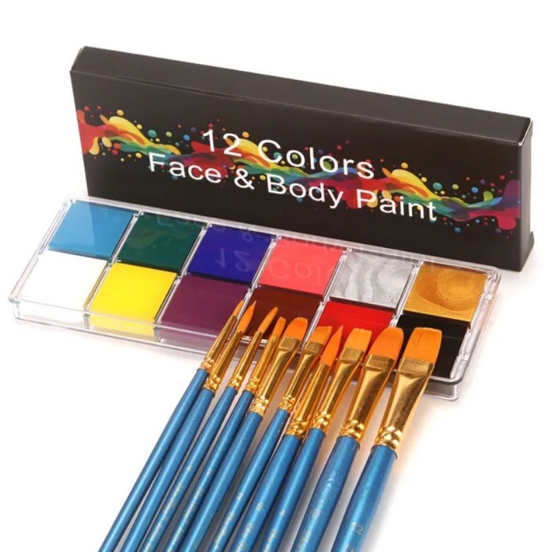 

KODE B56S 12 Colors FaceBody painting Cat WajahBadan 12 Warna Dengan 2 Brush Kuas