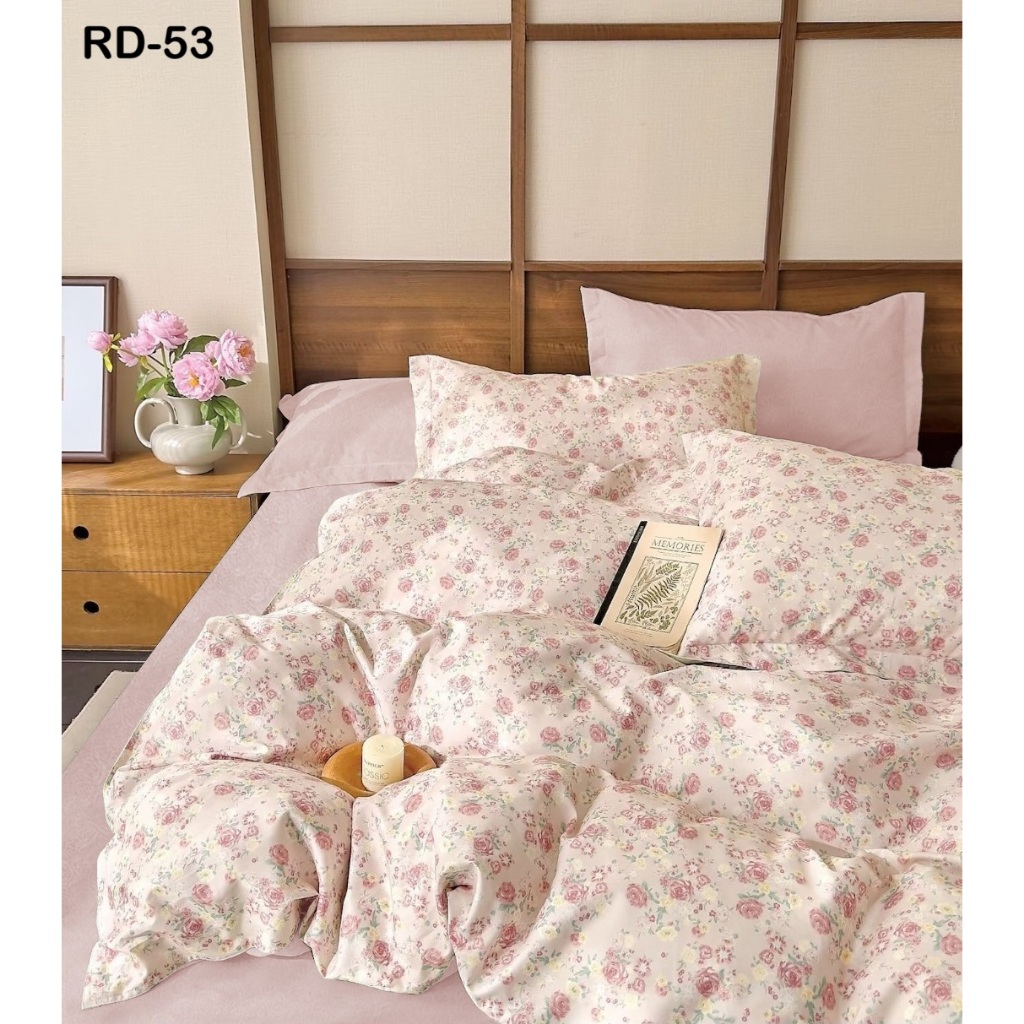 sprei bahan katun Taiwan cvc kode RD-53 motif A bunga saja (belum termasuk bed cover)