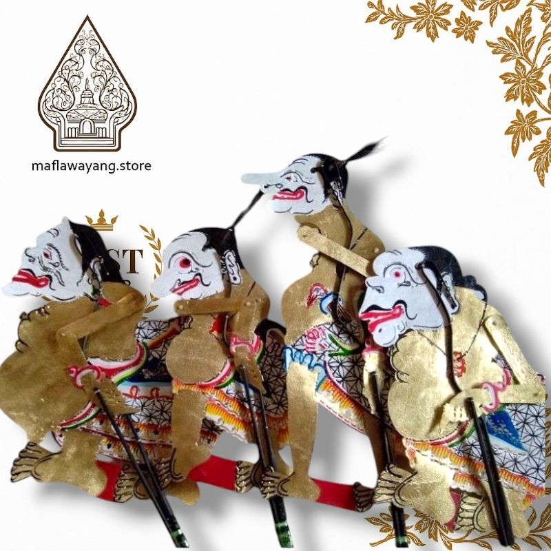 1 Set Wayang Kulit Punokawan Emas Standar Dalang