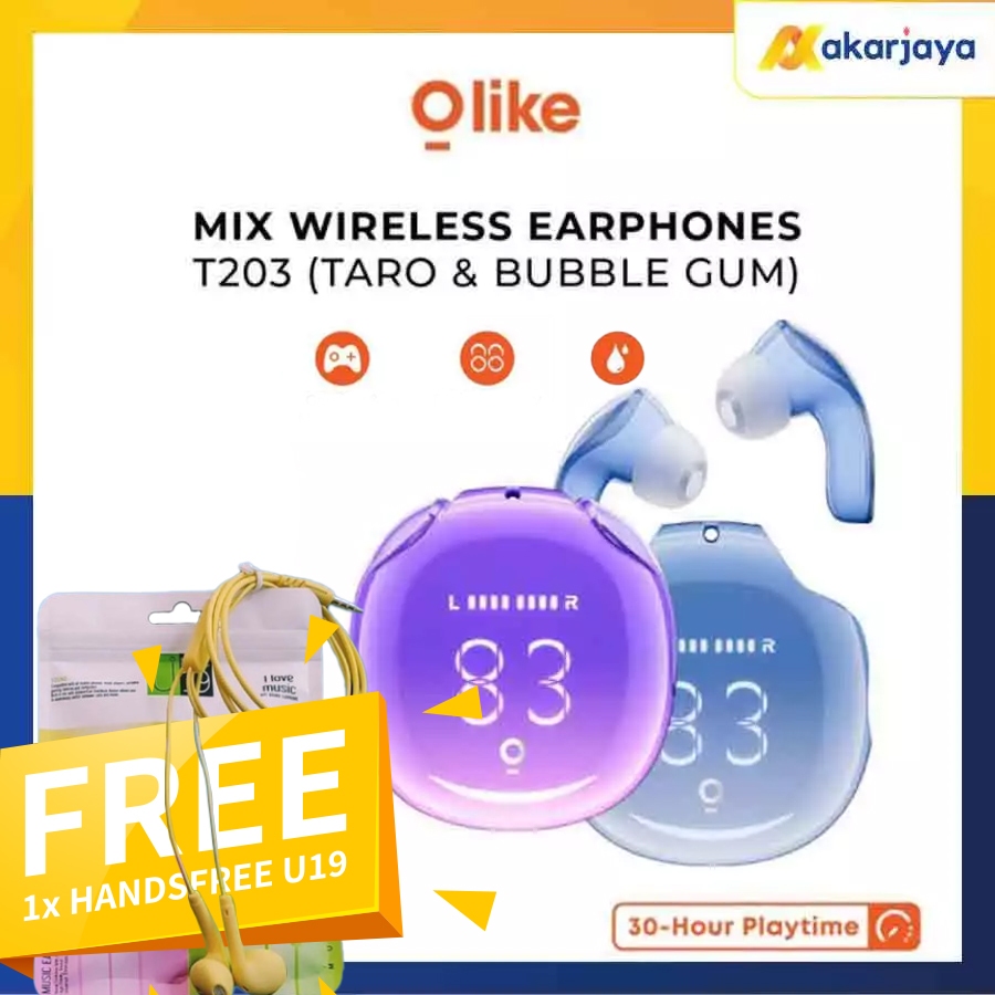 (Free Headset U19) Olike T203 Wireless Earphone Gaming Music Headset Bass Bluetooth 5.3 TWS IPX4 Wat