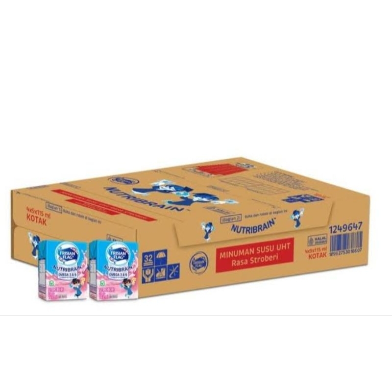 

Frisian Flag UHT Nutribrain Omega 115 ml [Strawberry dan Coklat] 1 dus isi 36