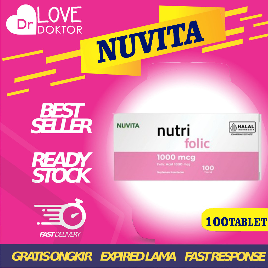NUVITA NUTRI FOLIC ACID 1000 MCG ASAM FOLAT IBU PROGRAM HAMIL MENYUSUI PROMIL PERKEMBANGAN JANIN 1 B