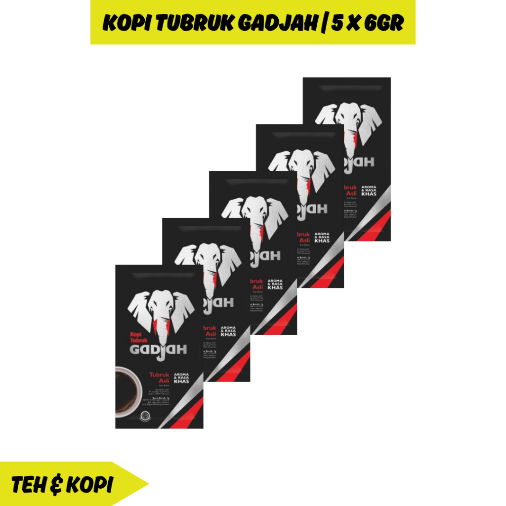 

5PCS Kopi Tubruk Gadjah Asli Kopi Hitam Bubuk