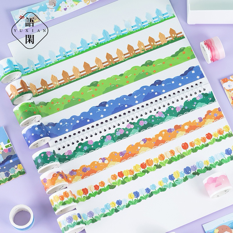 

(9D) washi tape selotip kartun anak korea style cute lucu korean taman bunga kartun cartoon