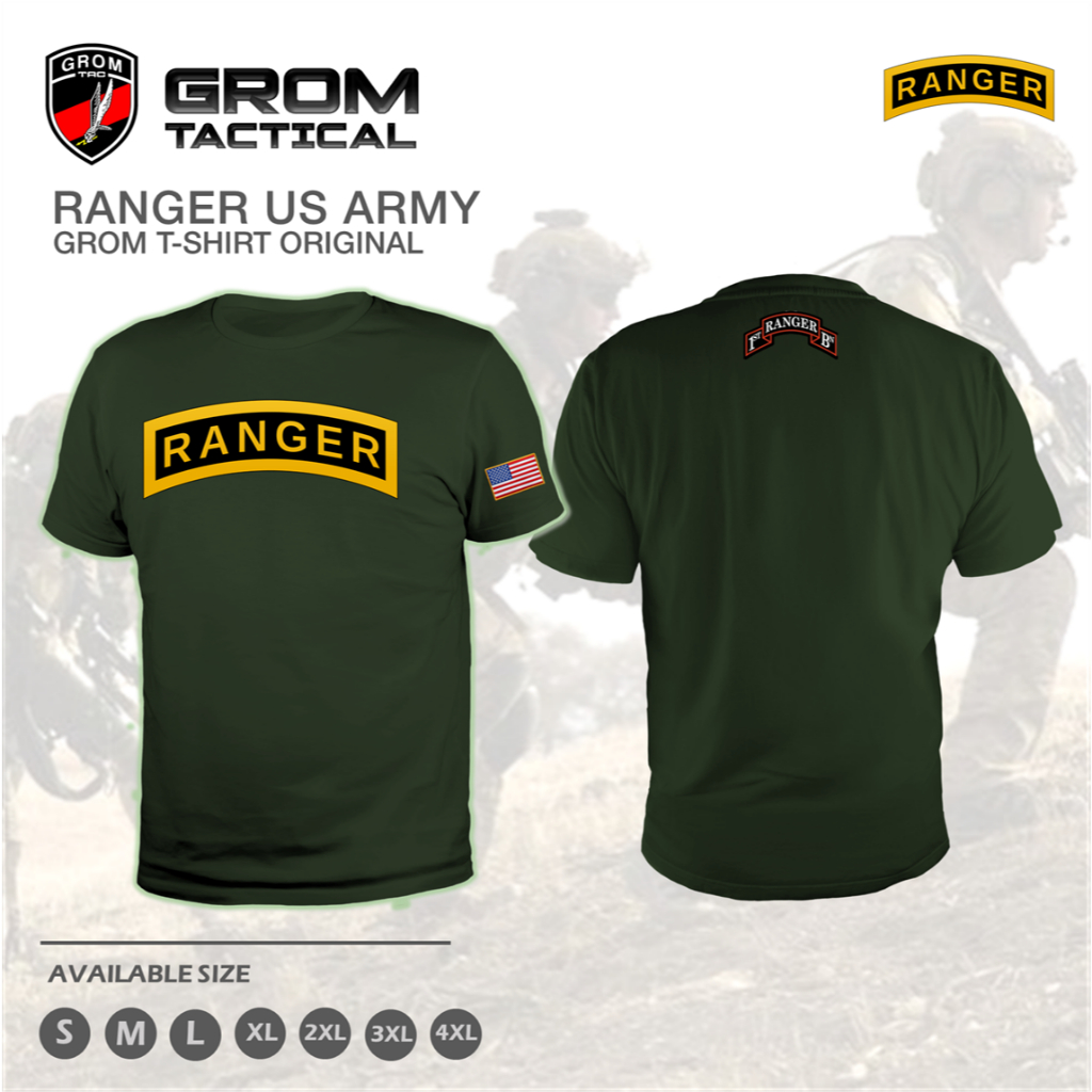 KAOS RANGER US ARMY – TSHIRT TACTICAL MILITARY GROM COMBAT STYLE BAJU TENTARA PRIA