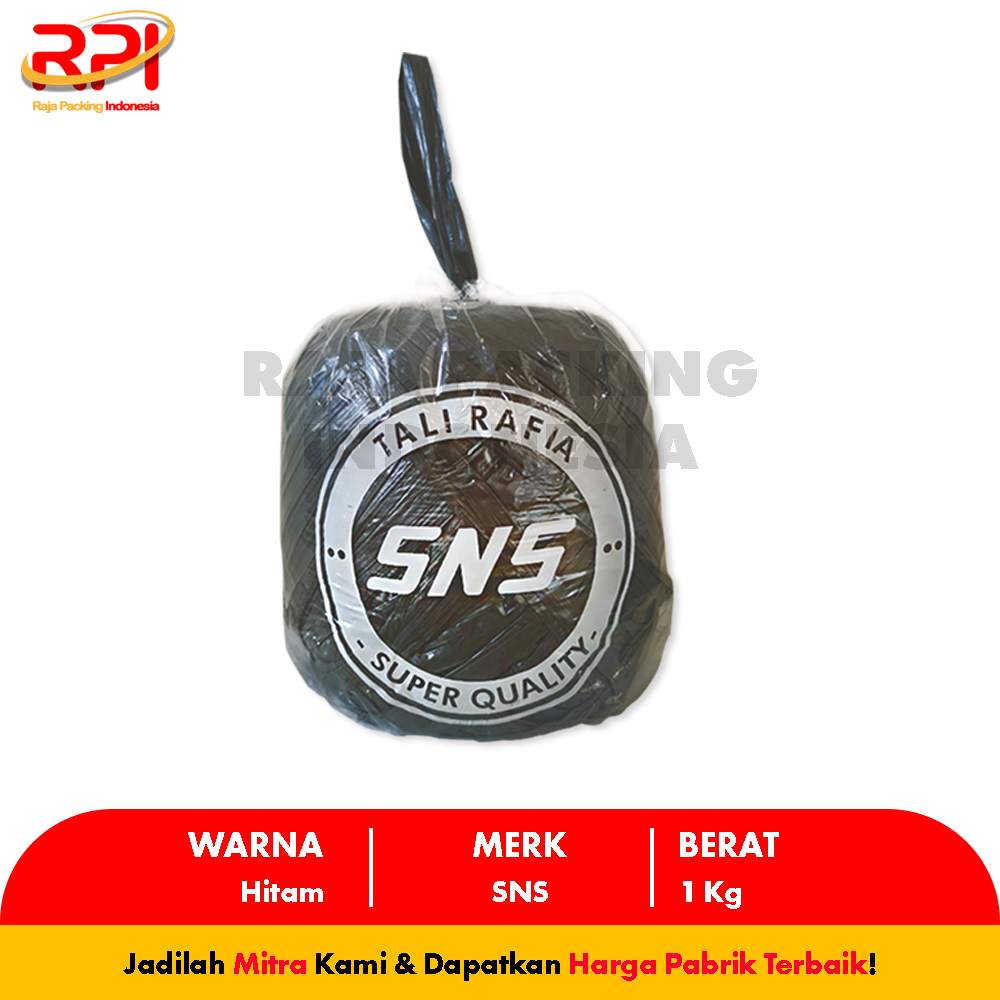 

Tali Rafia Hitam 1 KG SNS Super Tebal RAJA PACKING INDONESIA