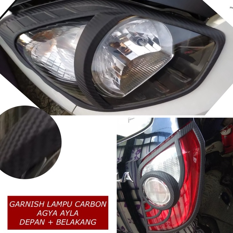 KODE Y8E AGYA  AYLA 214 215 216 GARNISH LAMPU DEPAN BELAKANG HITAM CARBON DOP COVER MOBIL