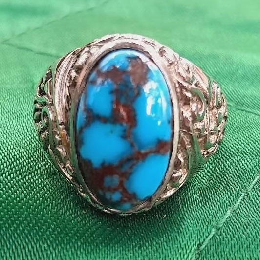 Cincin Batu Akik Pirus Persia Urat Ceplok Harga Murah