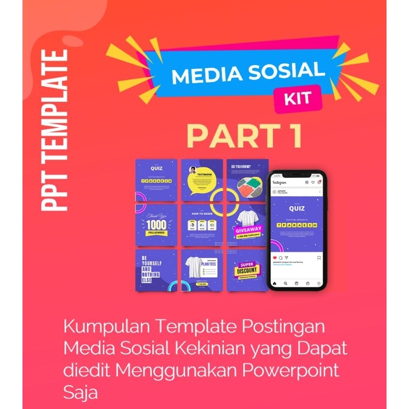 Instagram Media Sosial Template Part 1 - Template Powerpoint untuk Desain Feed Instagram
