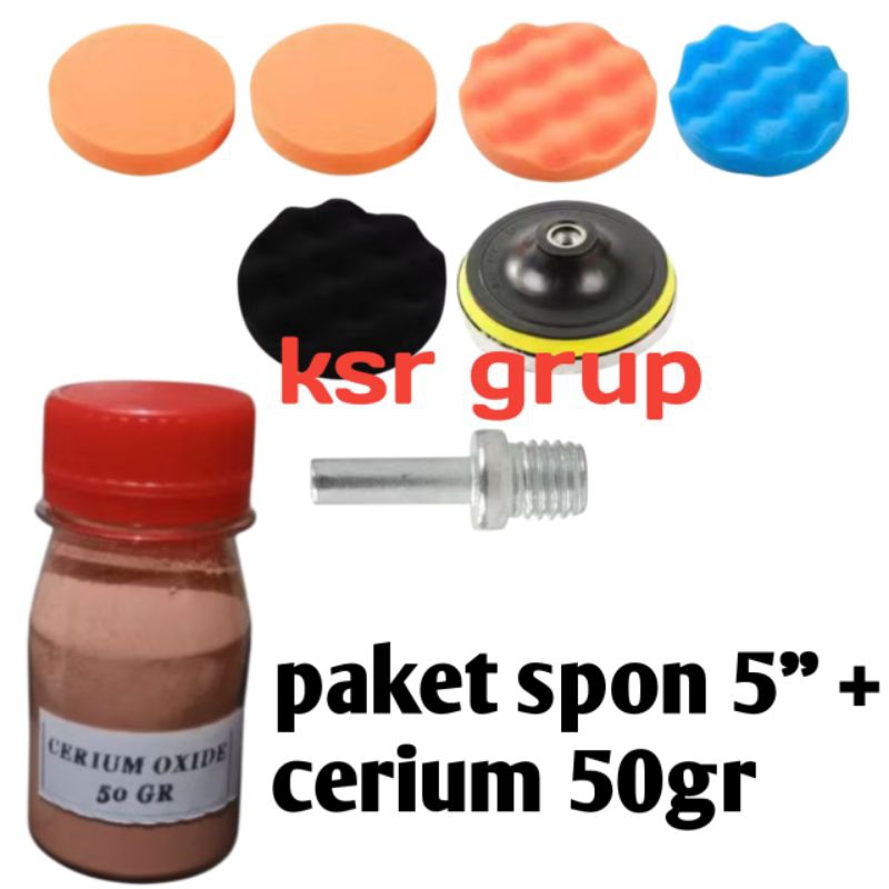 Peket pembersih kaca mobil spons + cerium oxide