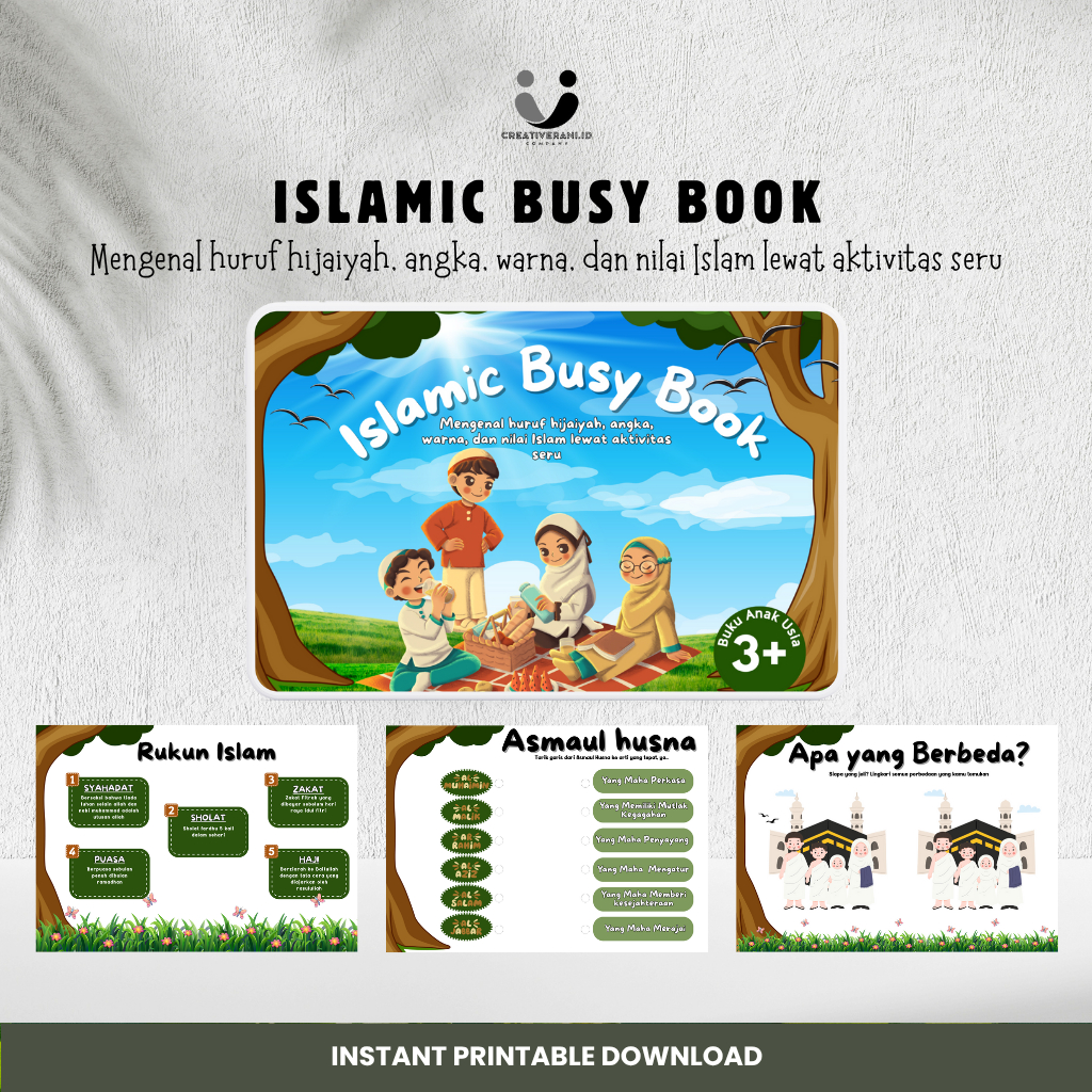 Printable Worksheet Buku Aktivitas Anak Muslim, Worksheet Hijaiyah Vol 1 (Untuk Anak 3 Tahun ke atas