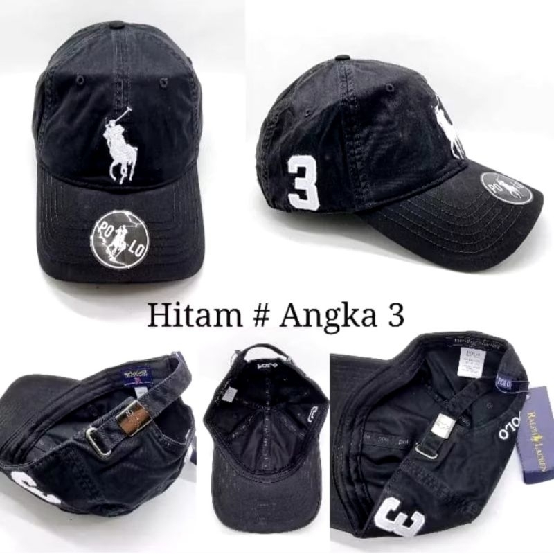 Topi Baseball Polo Logo kuda Besar  Bordir Angka 3 best quality