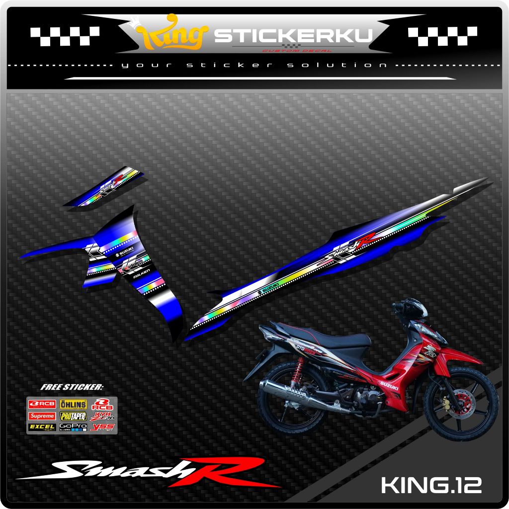 (COD)Sticker Striping Variasi Smash 110 R - Stiker Striping Motor Smash Lama Desain Racing KS.012