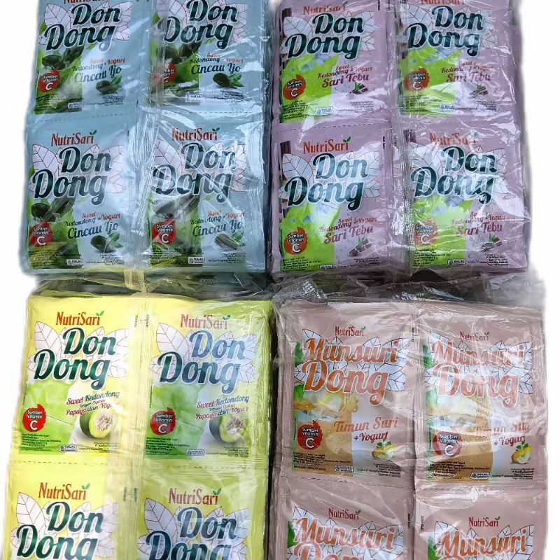 

NUTRISARI DONDONG SWEET KEDONDONG + YOGURT CINCAU IJO | SARI TEBU | PEPAYA | TIMUN SARI NETTO 1 RENCENG ISI 10 PCS X 14 GRAM